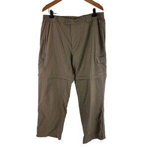 Columbia Titanium Utility Convertible Pants Brown Nylon Zip Off Legs Womens XL S